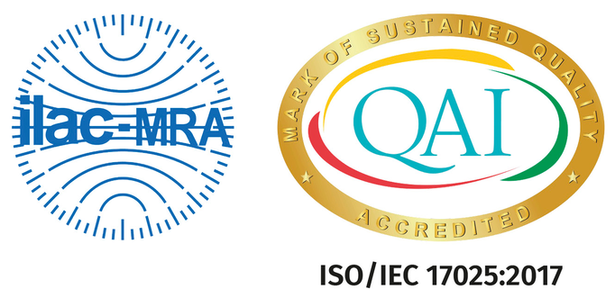 Accreditation logo for Hohenstein India Pvt. Ltd., test laboratory accredited by the Quality And Accreditation Institute (QAI) according to ISO/IEC 17025